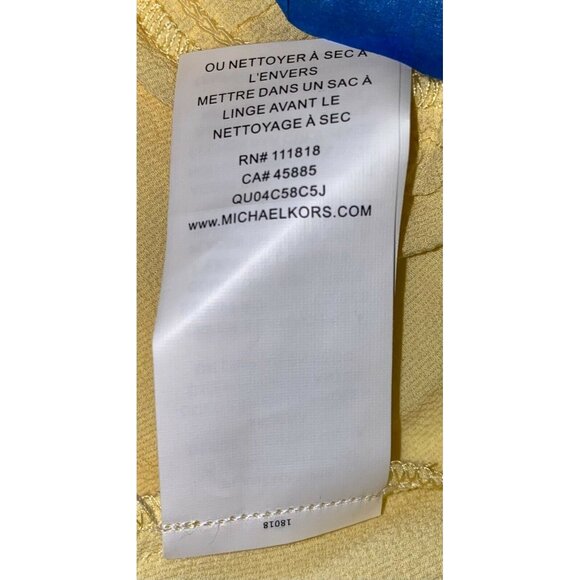 Michael Kors Womens Pale Sunflower Yellow Button Front Smocked Hem Blouse XL - Picture 7 of 8